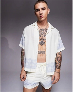 Рубашка свободного кроя с каймой от кремового цвета Asos design