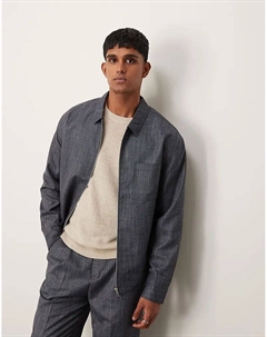 Элегантная куртка-рубашка на молнии синего цвета — часть комплекта Asos design