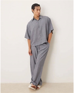 Прямые фактурные брюки синего цвета — часть комплекта Asos design