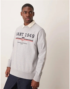 Толстовка с большим логотипом серого цвета Gant