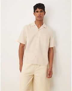 Рубашка свободного кроя из льняного материала прямого кроя цвета «песок» Asos design