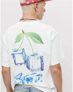 Футболка Stwd вишневого цвета белого цвета Pull & bear