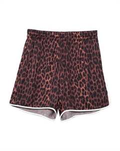 Шорты с леопардовым принтом и эластичной талией, черный Blue sky inn