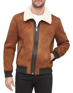 Куртка-бомбер из искусственной овчины, коричневый Dkny