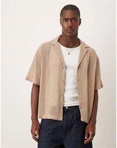 Рубашка свободного кроя с глубоким фактурным рисунком цвета «камень» Asos design