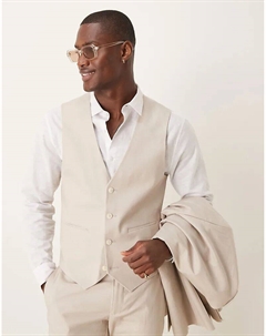 Узкий жилет из льняной смеси цвета «песок» Asos design