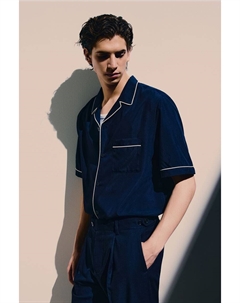 Повседневная рубашка из модала, стандартного кроя, синий H&m