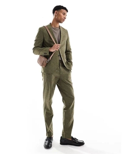 Брюки из льняной смеси премиум-класса оливково-зеленого цвета Jack & jones