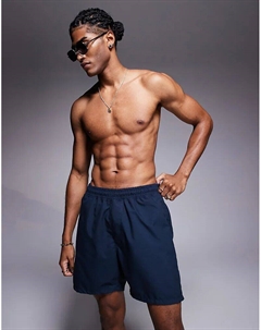 Плавки-шорты средней длины темно-синего цвета Asos design