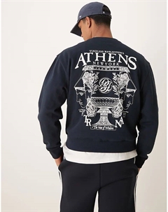 Свободный клатч с городским принтом в темно-синем цвете Asos design