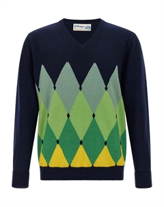 Кашемировый свитер с V-образным вырезом и узором «Аргайл», синий Ballantyne