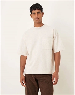 Футболка свободного кроя с карманом бежевого меланжевого цвета Asos design