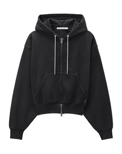 Толстовка с капюшоном на молнии со стразами и затягивающимся шнурком, черный Alexander wang