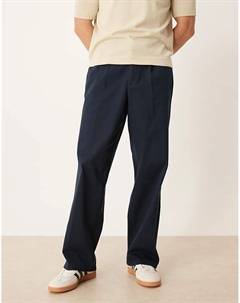 Строгие брюки со складками темно-синего цвета Asos design