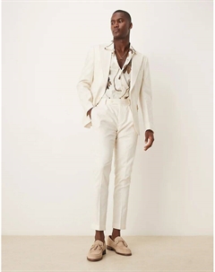 Узкие брюки-чинос из льняной смеси кремового цвета Asos design