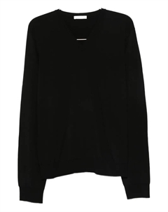 Шерстяной свитер с V-образным вырезом, черный The row