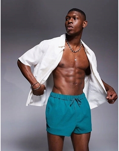 Текстурированные суперкороткие шорты для плавания в бирюзовом цвете Asos design