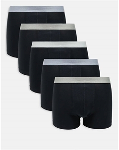 Комплект из 5 трусов с цветным поясом, черный Asos design