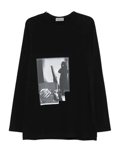 Футболка с длинным рукавом и графическим принтом, черный Yohji yamamoto