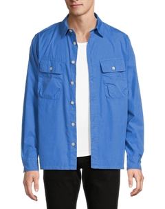 Верхняя рубашка из хлопковой смеси с карманом-клапаном, цвет Petrol Blue Paul smith