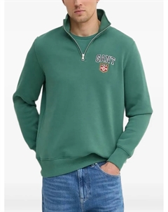 Толстовка с вышитым логотипом и застежкой-молнией на половину длины, зеленый Gant