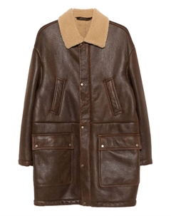 Дубленка с карманами-клапанами, коричневый Salvatore santoro