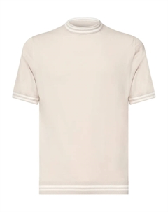 Свитер с короткими рукавами и ребристой отделкой, нейтральный Eleventy