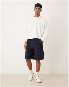 Длинные джинсовые шорты с двойной складкой, средне-синего цвета Asos design