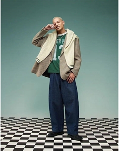 Свободный пиджак в коричневую клетку Asos design