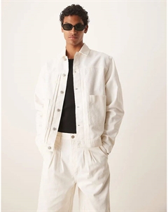 Комбинируемая плиссированная куртка Харрингтон цвета экрю от Asos design