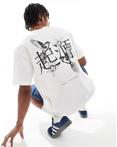 Футболка большого размера с принтом птицы на спине белого цвета Only & sons