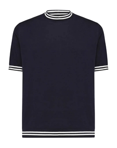 Хлопковый свитер с короткими рукавами, синий Eleventy