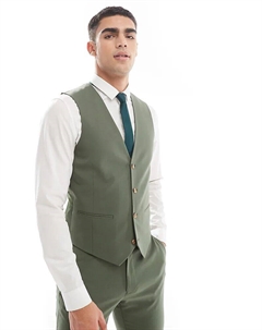 Узкий жилет SOS DESIGN цвета хаки Asos design