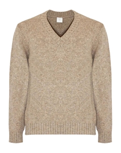 Свитер с V-образным вырезом и ребристой отделкой, нейтральный Eleventy