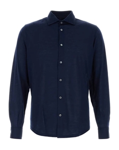 Шерстяная рубашка с пуговицами спереди, синий Fedeli