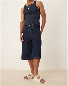 Удлиненные джинсовые шорты цвета индиго Asos design