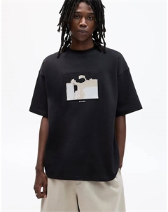 Толстовка с короткими рукавами с вышивкой черного цвета Pull & bear