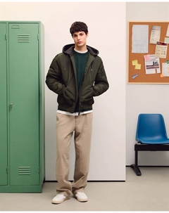 Куртка-бомбер мужская с капюшоном, зеленый Green coast