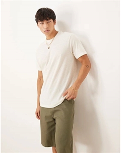 Футболка с круглым вырезом из кремового льна Asos design