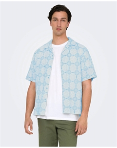 Мужская рубашка с коротким рукавом классического кроя, светло-голубой Only & sons