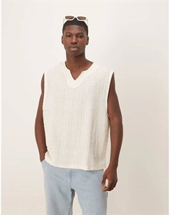 Свободная майка с вырезом на горловине из плотной фактурной ткани кремового цвета Asos design