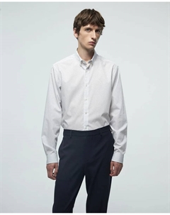 Стильная приталенная рубашка с принтом, белый Сфера