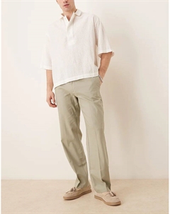 Строгие брюки прямого кроя из льняной смеси шалфейно-зеленого цвета Asos design