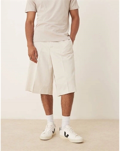 Элегантные шорты-бермуды свободного кроя цвета песочного с эластичной талией Asos design