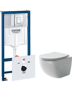 Комплект унитаза Forma CN3009 с инсталляцией Grohe Rapid SL 38775001 с сиденьем Микролифт и клавишей смыва Хром Ceramica nova