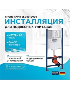 Инсталляция Rapid SL 38840000 для унитаза без клавиши Grohe