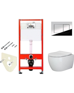 Комплект унитаза Play CN3001 с инсталляцией Tece Profil 9400412 с сиденьем Микролифт и клавишей смыва Хром глянцевый Ceramica nova