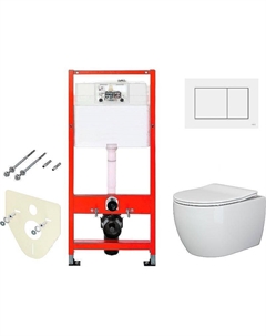 Комплект унитаза Play CN3001 с инсталляцией Tece Base 9400413 с сиденьем Микролифт и Белой клавишей смыва Ceramica nova