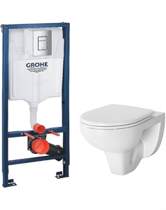 Комплект унитаза Jupiter DX77C1738SC с инсталляцией Grohe Rapid SL 38772001 с сиденьем Микролифт и клавишей смыва Хром Damixa