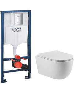 Комплект унитаза Evo Rimless VT1-34S с инсталляцией Grohe Rapid SL 38772001 с сиденьем Микролифт и клавишей смыва Хром Vincea